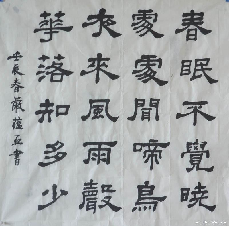 严蕴亚作品:隶书《春晓》 斗方